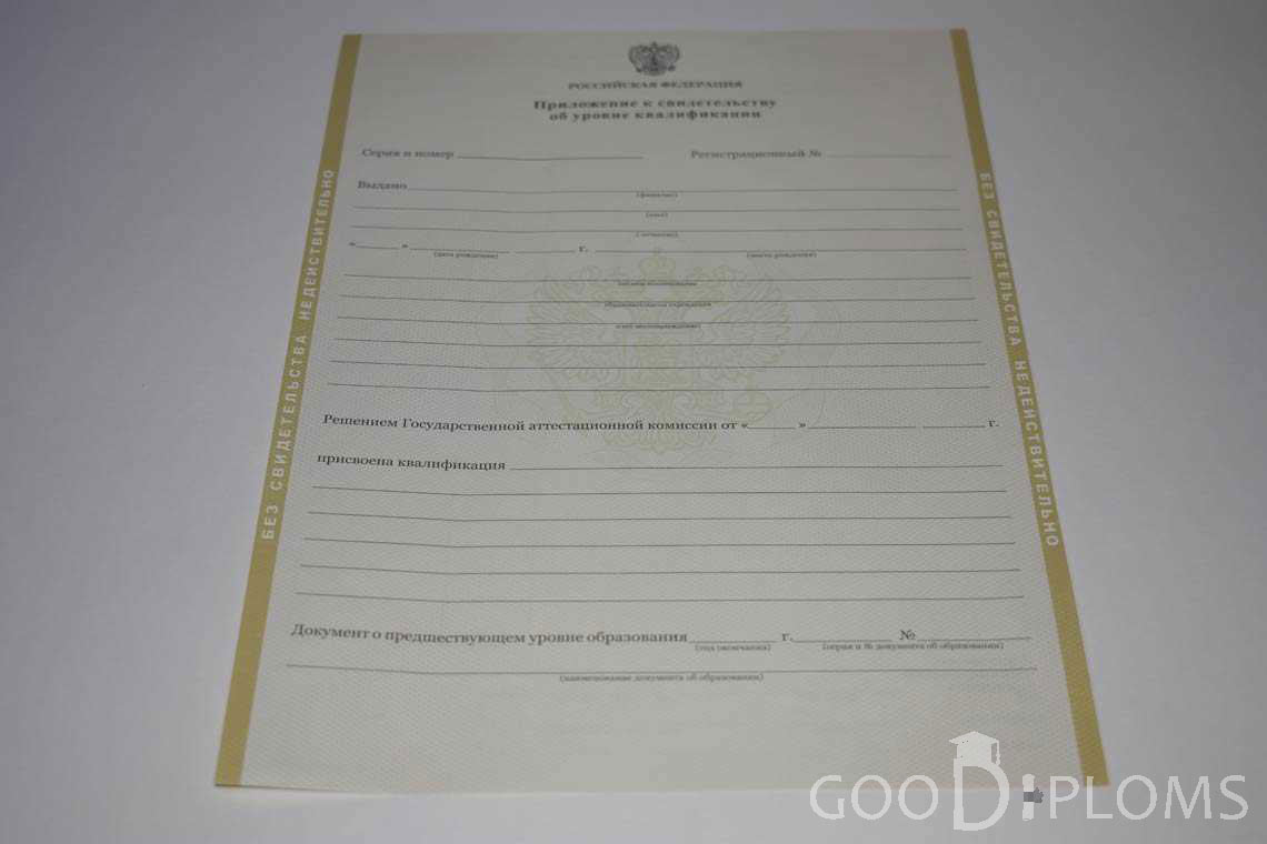 Приложение к Свидетельству об Уровне Квалификации период выдачи 2011-2020 -  Пинск